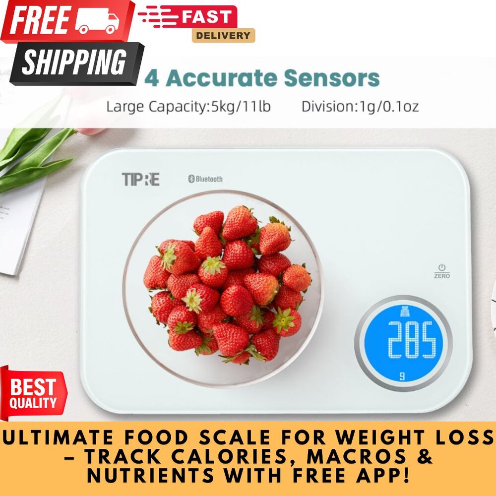 Smart Food Scale for Meal Planning & Nutrient Tracking – 11lb Capacity, Free App